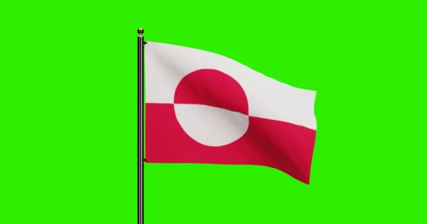 Rendered Groenland National Flag Waving Animation Realistic Wind Motion Nationale — Stockvideo