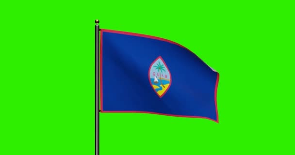Renderizado Guam National Flag Acenando Animação Com Movimento Vento Realista — Vídeo de Stock