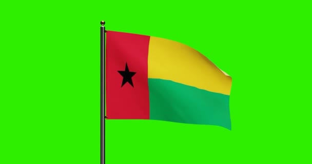 Vykreslená Guinea Bissau National Flag Waving Animation Realistic Wind Motion — Stock video
