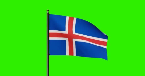Renderizado Islândia Bandeira Nacional Acenando Animação Com Movimento Vento Realista — Vídeo de Stock