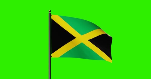 Тривимірна Анімація Прапора Ямайки Реалістичним Вітровим Рухом Національний Прапор Ямайки — стокове відео