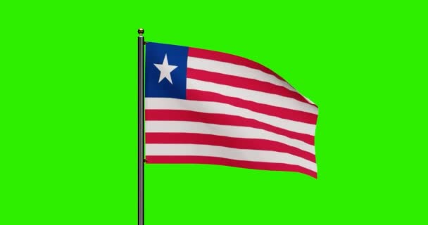 Renderizado Liberia Bandeira Nacional Acenando Animação Com Movimento Vento Realista — Vídeo de Stock