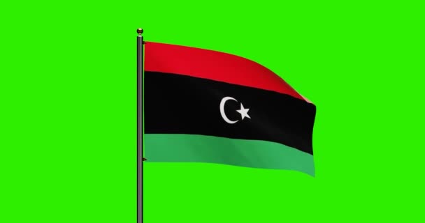 Renderizado Líbia Bandeira Nacional Acenando Animação Com Movimento Vento Realista — Vídeo de Stock
