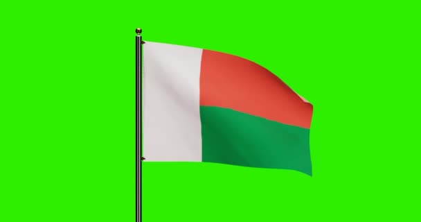 Национальный Флаг Мадагаскара Анимацией Разрешение Зеленым Экраном — стоковое видео