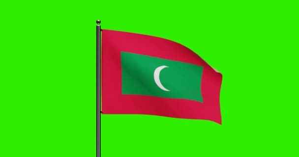 Renderizado Maldivas Bandeira Nacional Acenando Animação Com Movimento Eólico Realista — Vídeo de Stock