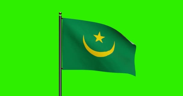 Renderizado Mauritania Bandera Nacional Ondeando Animación Con Movimiento Viento Realista — Vídeo de stock