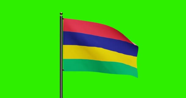 Rendered Mauritius National Flag Waving Animation Realistic Wind Motion Nationale — Stockvideo