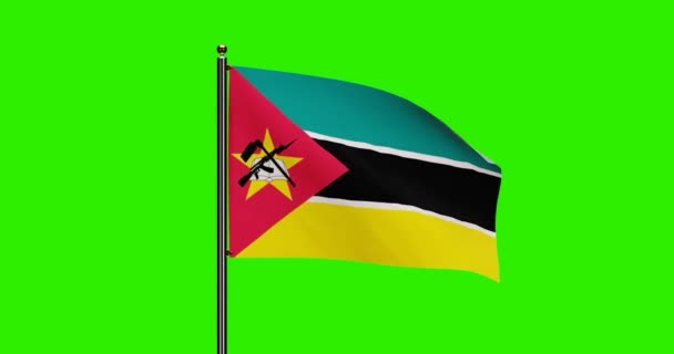3Dレンダリングされたモザンビーク国旗ウィングアニメーション シームレスなループアニメーションとモザンビークの国旗 グリーンスクリーン背景付き4K解像度 — ストック動画