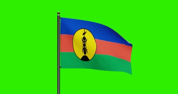 Rendering New Caledonia National Flag Waving Animation Mit Realistischer Windbewegung — Stockvideo