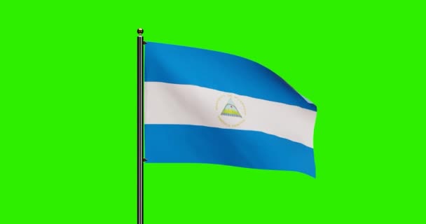 Rendered Nicaragua National Flag Waving Animation Met Realistische Wind Motion — Stockvideo