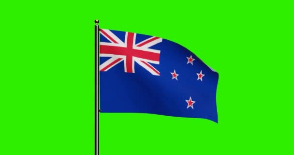Rendered New Zealand National Flag Waving Animation Realistic Wind Motion — Stock Video