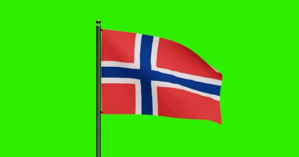 Rendering Norway National Flag Waving Animation Mit Realistischer Windbewegung Norwegens — Stockvideo