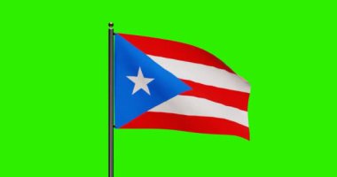 3D Rendered Porto Riko Ulusal Bayrak Dalgalama Animasyonu Gerçekçi Rüzgâr Hareketi, Porto Riko Ulusal Bayrağı kusursuz döngü animasyonu, Yeşil Ekran Arkaplanı olan 4k Çözünürlük
