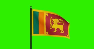 3D Rendered Sri Lanka National Flag Waving Animation with Realistik Wind Motion, National Flague of Sri Lanka with pürüzsüz döngü animasyonu, 4k Çözünürlük with Green Screen Background