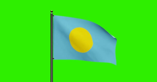 Rendered Palau National Flag Animazione Sventolante Con Movimento Del Vento — Video Stock