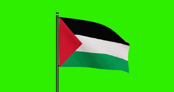 Renderizado Palestina Bandera Nacional Ondeando Animación Con Movimiento Viento Realista — Vídeo de stock