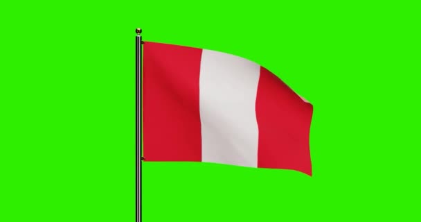 Renderizado Bandeira Nacional Peru Acenando Animação Com Movimento Vento Realista — Vídeo de Stock