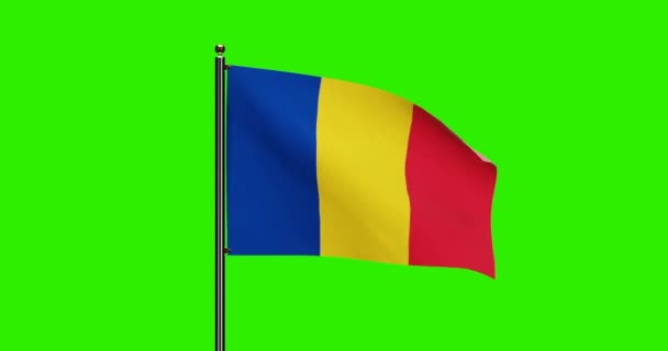 Rendered Romania National Flag Waving Animation Med Realistisk Vindbevegelse National – stockvideo