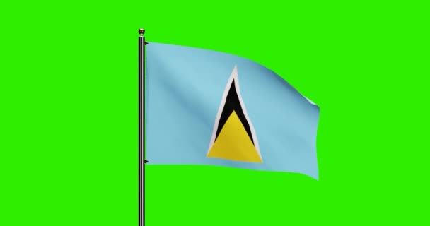 Rendered Saint Lucia National Flag Waving Animation Met Realistische Wind — Stockvideo