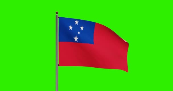 Boyutlu Samoa Ulusal Bayrak Dalgalandırma Animasyonu Gerçekçi Rüzgâr Hareketi Kusursuz — Stok video