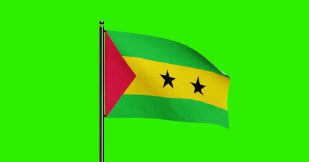 Rendered Sao Tome Principe Ulusal Bayrak Sallama Animasyonu Gerçekçi Rüzgâr — Stok video