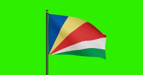 Rendered Seychelles Bandiera Nazionale Sventola Animazione Con Movimento Del Vento — Video Stock