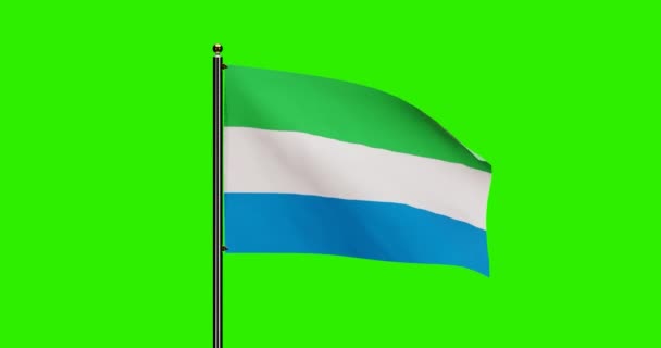 Rendered Sierra Leone National Flag Waving Animation Realistic Wind Motion — Stock Video
