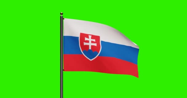 3Dレンダリングスロバキア国旗ウィングアニメーション スロバキア国旗 シームレスループアニメーション グリーンスクリーン背景付き4K解像度 — ストック動画