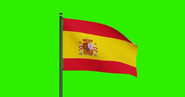 Renderizado España Bandera Nacional Ondeando Animación Con Movimiento Viento Realista — Vídeo de stock