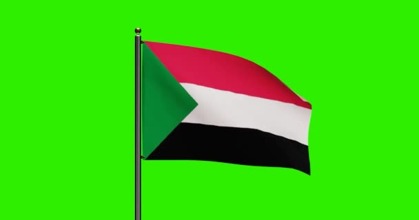 Renderizado Sudán Bandera Nacional Ondeando Animación Con Movimiento Viento Realista — Vídeo de stock