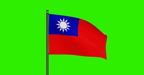 Rendered Taiwan National Flag Viftande Animation Med Realistisk Vind Rörelse — Stockvideo
