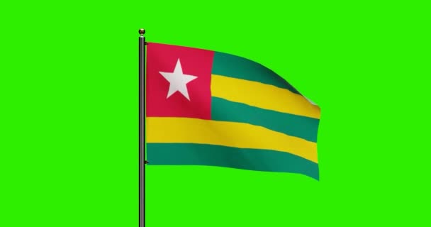 Gerenderte Togo National Flag Waving Animation Mit Realistischer Windbewegung Nationalflagge — Stockvideo