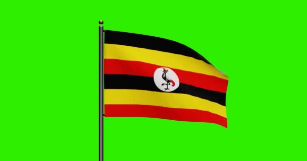 Renderizado Uganda Bandera Nacional Ondeando Animación Con Movimiento Viento Realista — Vídeo de stock