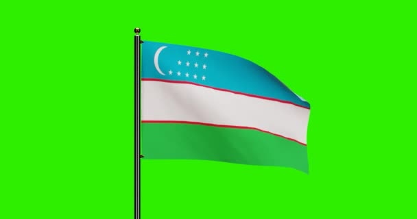 Renderowana Uzbekistan National Flag Waving Animation Realistic Wind Motion Flaga — Wideo stockowe