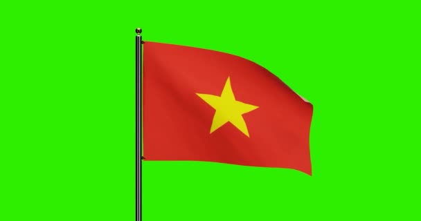 Rendered Vietnam National Flag Waving Animation Med Realistisk Vindbevegelse National – stockvideo