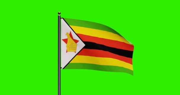 Rendered Zimbabwe National Flag Waving Animation Realistic Wind Motion Zimbabwen — kuvapankkivideo