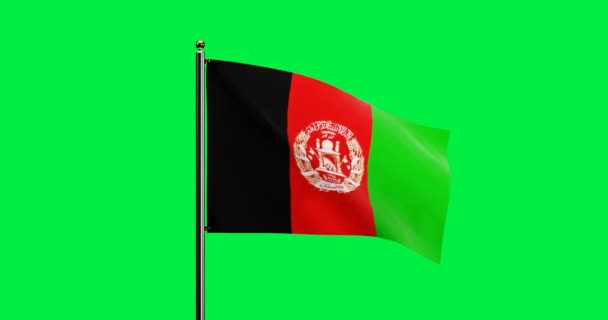 3Dレンダリング アフガニスタン国旗 現実的な風の動きとアニメーション シームレスなループアニメーションとアフガニスタンの国旗 グリーンスクリーンバックグラウンドで4K決断 — ストック動画