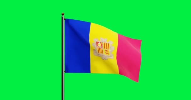 Rendered Andorra National Flag Waving Animation Med Realistisk Vindbevegelse National – stockvideo