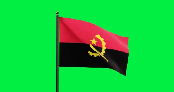 Rendering Angola National Flag Waving Animation Mit Realistischer Windbewegung Nationalflagge — Stockvideo