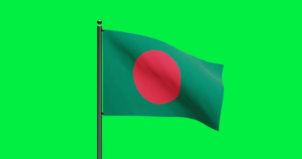 Rendered Bangladesh Bandiera Nazionale Sventola Animazione Con Movimento Del Vento — Video Stock