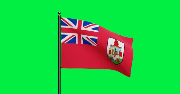 Rendered Bermuda National Flag Waving Animation Med Realistisk Vindbevegelse National – stockvideo