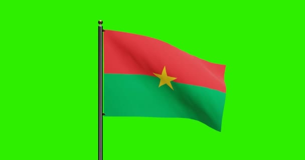 Национальный Флаг Буркина Фасо Мультипликацией Формате Разрешение Зеленым Экраном — стоковое видео