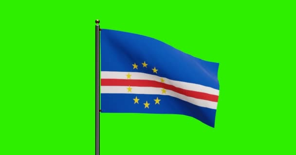 Rendered Cape Verde National Flag Waving Animation Realistic Wind Motion — Stock Video