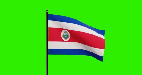 Rendered Costa Rica National Flag Waving Animation Med Realistisk Vindbevegelse – stockvideo