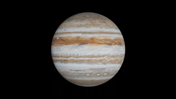 Renderizado Planeta Júpiter Giratorio Con Fondo Negro — Vídeos de Stock