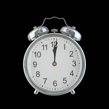 12: 01 AM veya PM Vintage Çelik Alarm Saati