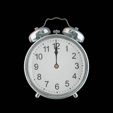 Saat 12: 00 veya PM Vintage Çelik Alarm Saati