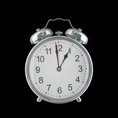 12: 59 AM veya PM Vintage Çelik Alarm Saati
