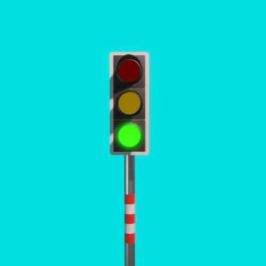 3D Kırmızı, Sarı ve Yeşil Işık ile trafik ışığı oluşturdu