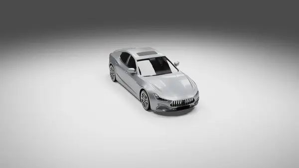 Süper araba sinematik kamera açılı koyu arkaplan, beyaz spor araba farları karanlıkta yanıp sönüyor, süper araba film manzaralı.